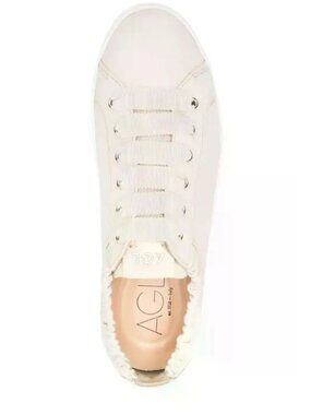 AGL Ruffle Top Lace-Up Sneaker Ivory - Size 6.5